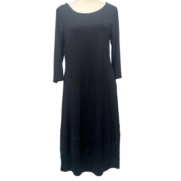 Eileen Fisher Black A-Line Swing Dress Size: Small (plenty of stretch-w/fit M) L - Picture 7 of 11